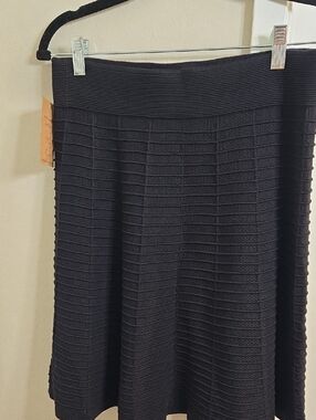 LOFT Black Textured Circle Skirt